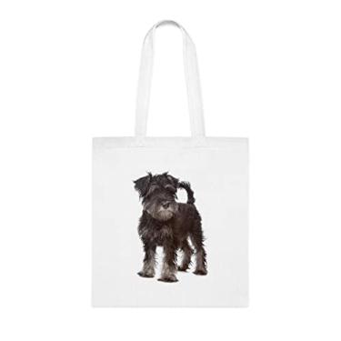 Imagem de Sacola engraçada para cachorro Schnauzer em miniatura, presente para cachorro Schnauzer em miniatura, aniversário de cachorro Schnauzer em miniatura bolsa de ombro Schnauzer em miniatura, bolsa reutilizável para cachorro Schnauzer Schnauzer miniatura, Branco