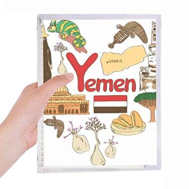 Imagem de Caderno com bandeira nacional do Iêmen Love Heart Landscap diário de folhas soltas recarregável, papelaria