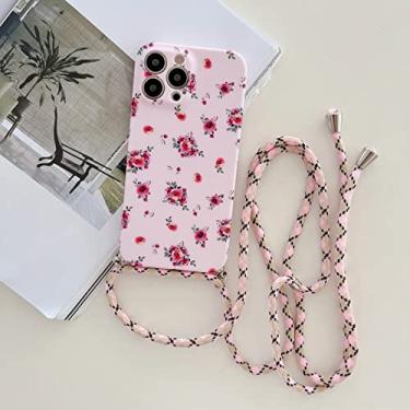 Imagem de Colar Crossbody Cordão Flores Capa Para iPhone 13 11 12 Pro XS Max XR 7 8 Plus SE3 Pássaros Floral Colorido Capa Macia, A04, Para iPhone 13