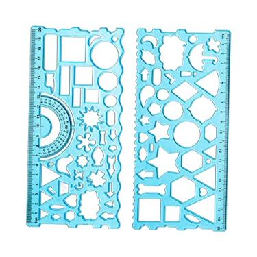 Imagem de Dynwave Régua geométrica de 20 cm, modelo de desenho de estênceis leves e transparentes para construção de ferramentas de medição de presentes de escritório, Azul