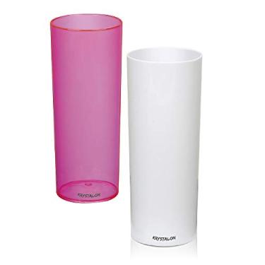 Imagem de Kit 2 Copos Tubo Branco e Rosa Neon 300 ml
