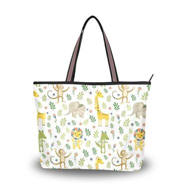 Imagem de ColourLife Bolsa tiracolo com alça superior, plantas de animais em branco, bolsa de ombro para mulheres e meninas, Multicolorido., Large