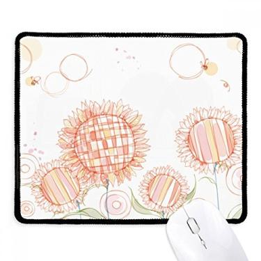 Imagem de Mousepad pintado à mão com flores e girassol, abelha, borda costurada, tapete de borracha para jogos