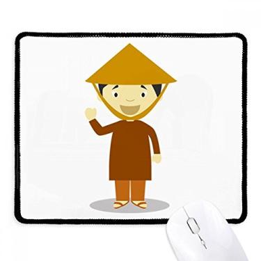 Imagem de Mousepad Bamboo Hat Vietnam desenho animado borda costurada tapete de borracha para jogos