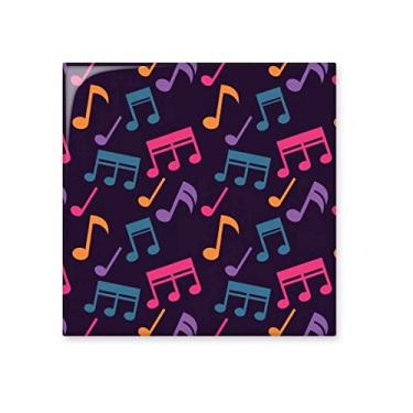 Imagem de Notas musicais coloridas, azulejo de cerâmica preto, brilhante para banheiro, cozinha, parede