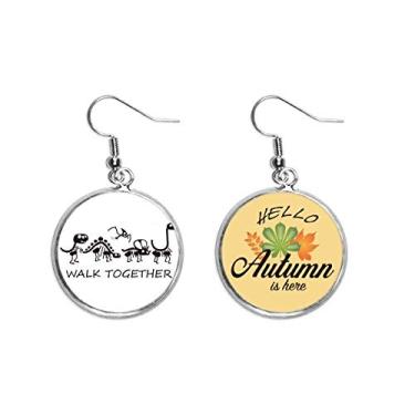 Imagem de Bones Walk Friends Art Deco, presente moderno, orelha, pendente, folha de outono, joia