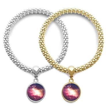 Imagem de DIYthinker Linda pulseira amante estética rosa do planeta dourado da nebulosa com pingente joia para casal presente