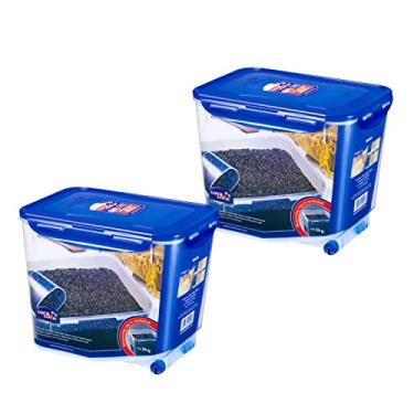 Imagem de Kit 2 recipientes herméticos Porta Arroz Mantimentos Cereais com copo medidor Lock&Lock 7 Litros / 5kg