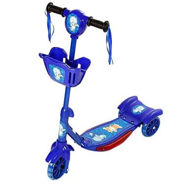Imagem de Patinete Scooter Infantil Azul 3 Rodas com Cesta Luz e Som Altura Ajustavel