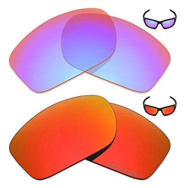 Imagem de Mryok+ 2 pares de lentes polarizadas de substituição para óculos de sol Oakley Valve New 2014 – Rosa cobalto/vermelho fogo