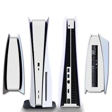 Imagem de Side Protective Film for PS5 Disk Edition Carbon Fiber Pattern Skin Sticker Decal Cover for PS5 Console Console Skin Sticker (White)