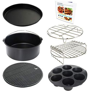 Imagem de Acessórios para fritadeira a ar de 23 cm XL 7 peças com forma de cupcake, forma de pizza, copo de silicone para cozimento, livro de receitas para 23 cm 15 litros - 6,8 litros e tamanho maior Phillips