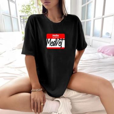 Imagem de Camisa Camiseta Feminina Estampada My Name Is Med Vet 100% Algodão Fio