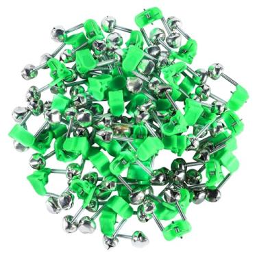 Imagem de KISEER 50 clipes de sinos de pesca de plástico com alarme de vara de pesca com dois sinos de alerta