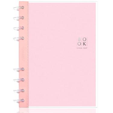 Imagem de CAGIE Caderno Discbound – Cadernos personalizáveis 20 x 28 cm com páginas removíveis 100 gsm, caderno B5 para escola com capa de poliéster, agenda de disco recarregável de 100 páginas, pautado largo,