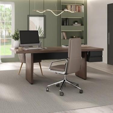 Imagem de Mesa para Escritório e Reunião 2 Metros com 2 Gavetas em Tamburato Executiva Charuto/Preto