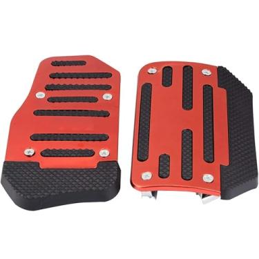 Imagem de 2 peças antiderrapante pedal freio pé capa de pedal cinto carro acelerador automático (vermelho)