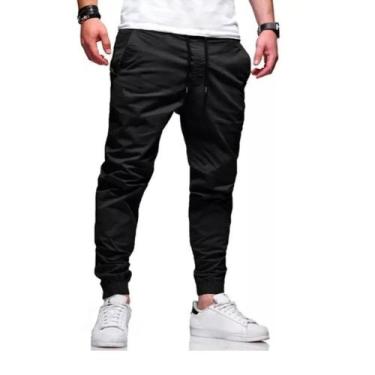 Imagem de Calça Masculina Jogger Sarja  Jeans Camuflada  Com Punho Elástico Elás
