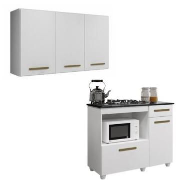 Imagem de Conjunto Armário Aéreo 3 Portas e Balcão para Cooktop 5 Bocas 2 Portas