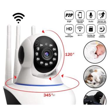 Imagem de Câmera ip Robô Bebê Baba Eletrônica 3 Antenas Wifi Visão Noturna Full 