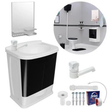 Imagem de Gabinete Banheiro Lavatório + Torneira + Engate + Armário - Astra