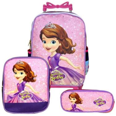 Imagem de Mochila Feminina Rodinha Princesa Sofia Lancheira Estojo - Toys 2U
