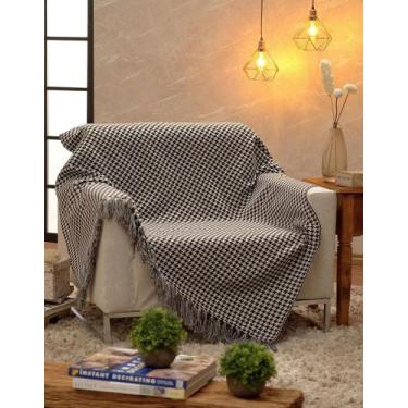 Imagem de Manta Para Sofá Dupla Face Jacquard Pied de Poule Preto/Branco - FASTL