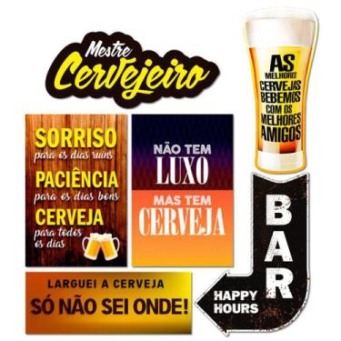 Imagem de Kit 6 Placas Decorativas Cervejas Bar Frases Bebidas - Art Print