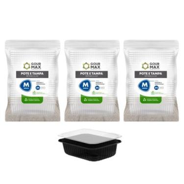 Imagem de Kit Pote Preto C/ 72un 500ml Descartável Marmita Freezer Microondas Fi