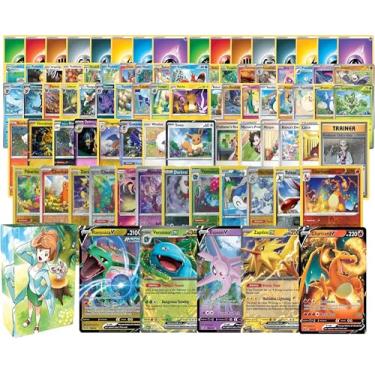 Imagem de Pokemon: 100 Assorted Card Bundle - with Foils and 5 Ultra Rare (V, GX, EX) Variety - Official Pokemon TCG Deck Box Included