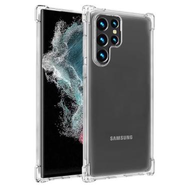 Imagem de Sidande Capa para Galaxy S22 Ultra, Capa para Samsung S22 Ultra 5G SM-S908U para meninas e mulheres, capa protetora de telefone fina de TPU flexível transparente transparente para Samsung Galaxy S22