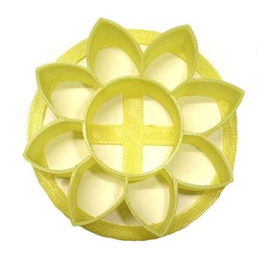 Imagem de YNGLLC Padrão de flor solar, cortador de concha, carimbo de pão doce mexicano feito nos EUA PR4519, amarelo