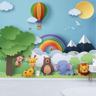 Imagem de Papel de Parede Safari Colorido Quarto Infantil e Bebe 9m² - Quartinho