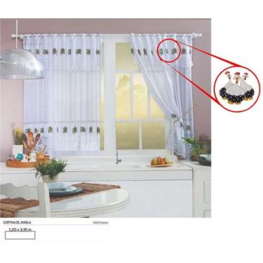 Imagem de Cortina Para Cozinha Branca De Renda 2,10 x 1,20 - GALINHA - RENDHAC T