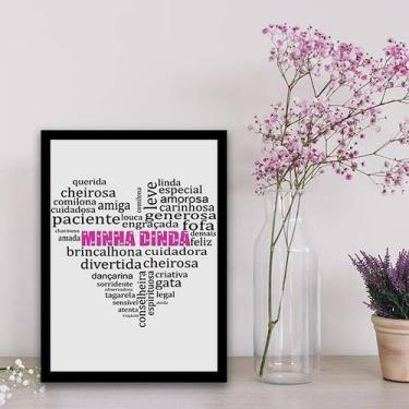 Imagem de Quadro Decorativo Minha Dinda Qualidades Coração Branco 45x34cm - Quad