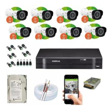 Imagem de Kit 8 Câmeras Intelbras 1120B Dvr Intelbras MHDX 8 Canais C/Hd 500gb