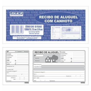 Imagem de Recibo Aluguel Com Canhoto 20 Blocos c/ 50 Folhas Papel Offset 56 g/m 