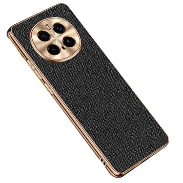 Imagem de POYUFRG Capa de luxo para Honor Magic 7 Pro/7, capa de couro com bordas douradas brilhantes e revestidas, pacote total, capa para câmera antiqueda, preta, 7 Pro