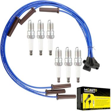 Imagem de MOAUTO Conjunto de 6 velas de ignição de irídio com conjunto de fios 671-6063 51031 RC-GMX085 compatível com Chevrolet Impala Monte Carlo Buick LaCrosse Lucerne Pontiac Grand Prix
