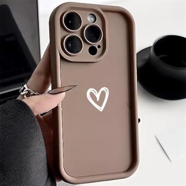 Imagem de Capa de telefone Love Heart para iPhone 13 Capa iPhone 11 16 Pro 12 14 15 Pro Max XR X XS 7 8 Plus SE Capa de silicone macio à prova de choque, marrom DF55, para iPhone 12 Pro