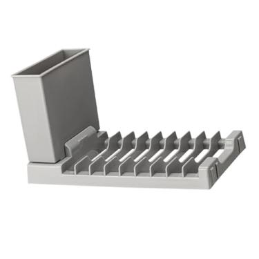 Imagem de DimyFew Escorredor de Pratos, Escorredor de Pratos, Escorredor de Pratos para Cozinha, Suporte para Copos de Grande Capacidade, Ferramenta, Escorredor de Prat, cinza, Tamanho real