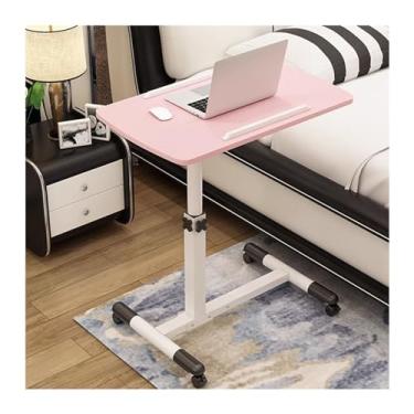 Imagem de LICONG-2020 Mesa de computador móvel, dormitório, mesa simples, mesa de computador para casa, mesa de cabeceira móvel, mesa pequena ajustável, mesa de computador móvel sobre rodas