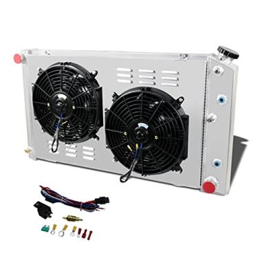 Imagem de CoolingSky 4 fileiras de radiador de alumínio + 2 x 12 polegadas ventilador + kit de relé de proteção e termostato para Chevy/GMC C/K Série 1971-90, 1968-73 Chevelle, 72-87 El Camino e mais carros GM – 34" Largura total