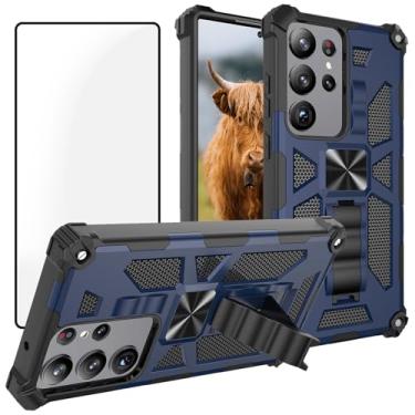 Imagem de Ailiber Capa para Samsung Galaxy S25 Ultra, capa para Galaxy S25Ultra com protetor de tela, para suporte magnético para carro, suporte de suporte, proteção robusta à prova de choque, capa resistente -