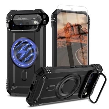 Imagem de Bonkier Capa para Google Pixel 9 Pro XL [compatível com Magsafe] [proteção contra quedas de grau militar de 15 pés] com protetor de tela e protetor de lente à prova de choque para Pixel 9 Pro XL (J