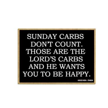 Imagem de Honey Dew Gifts, Sunday Carbs Don't Count Those are The Lord's Carbs, 6,3 cm x 9 cm, Decorações de Locker, Ímãs de Geladeira, Ímãs Decorativos Engraçados, 754834