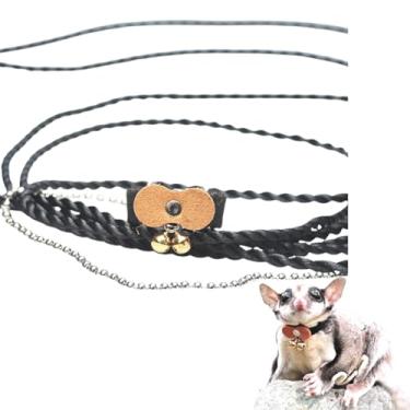 Imagem de Corda de tração Sugar Glider, antimordida, coleira de caminhada para animais pequenos com coleira de chumbo para hamster, gerbil, rato, furão, chinchila, esquilo (amarelo)