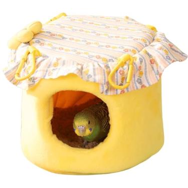 Imagem de Cama de pássaro suspensa para ninho de pássaros, para papagaios, periquitos, conures, calopsitas - decoração de habitats de gaiola de animais pequenos (amarelo)