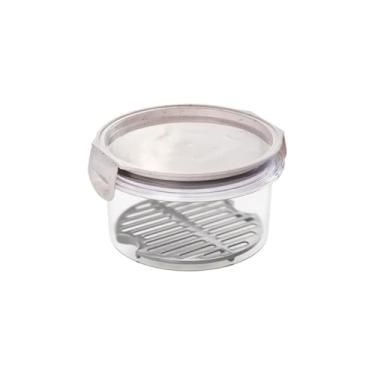 Imagem de Pote Hermético com Escorredor Comida Organizador Alimentos Mantimentos 550ml Plasútil Redondo Branco