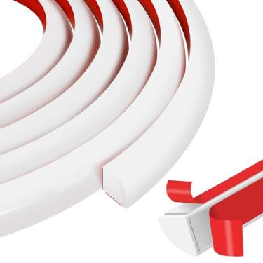 Imagem de MYFAMIREA Moldagem flexível de um quarto redondo de 601 cm para descascar e colar de borracha com acabamento redondo e autoadesivo acabamento de borda dobrável para canto de parede bancada banheiro